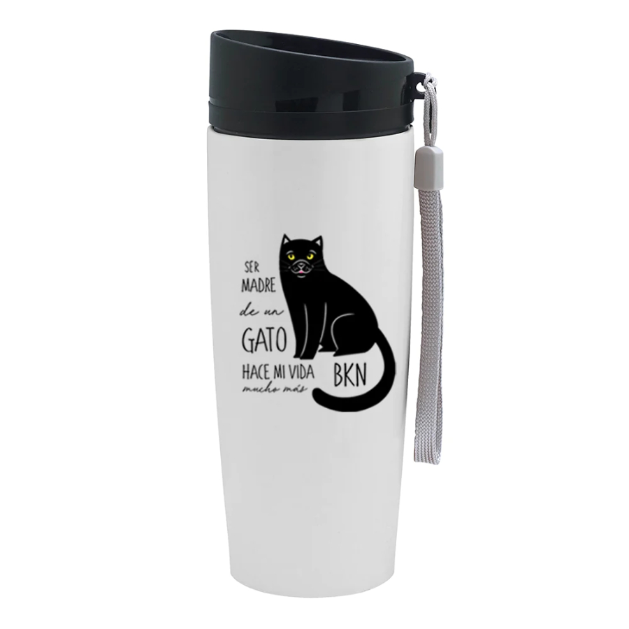 Mug urbano blanco gato color negro 350 ml